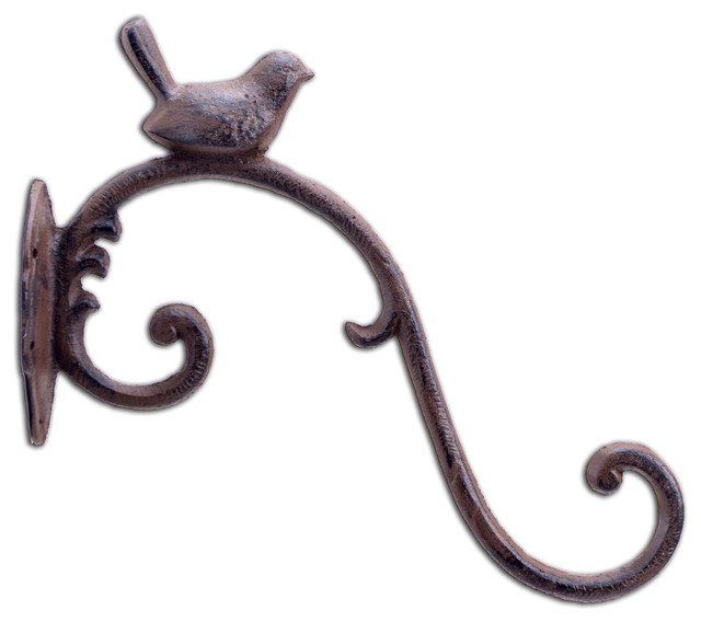 Decorative Chickadee Bird Design Cast Iron Plant Hanger 11 Long