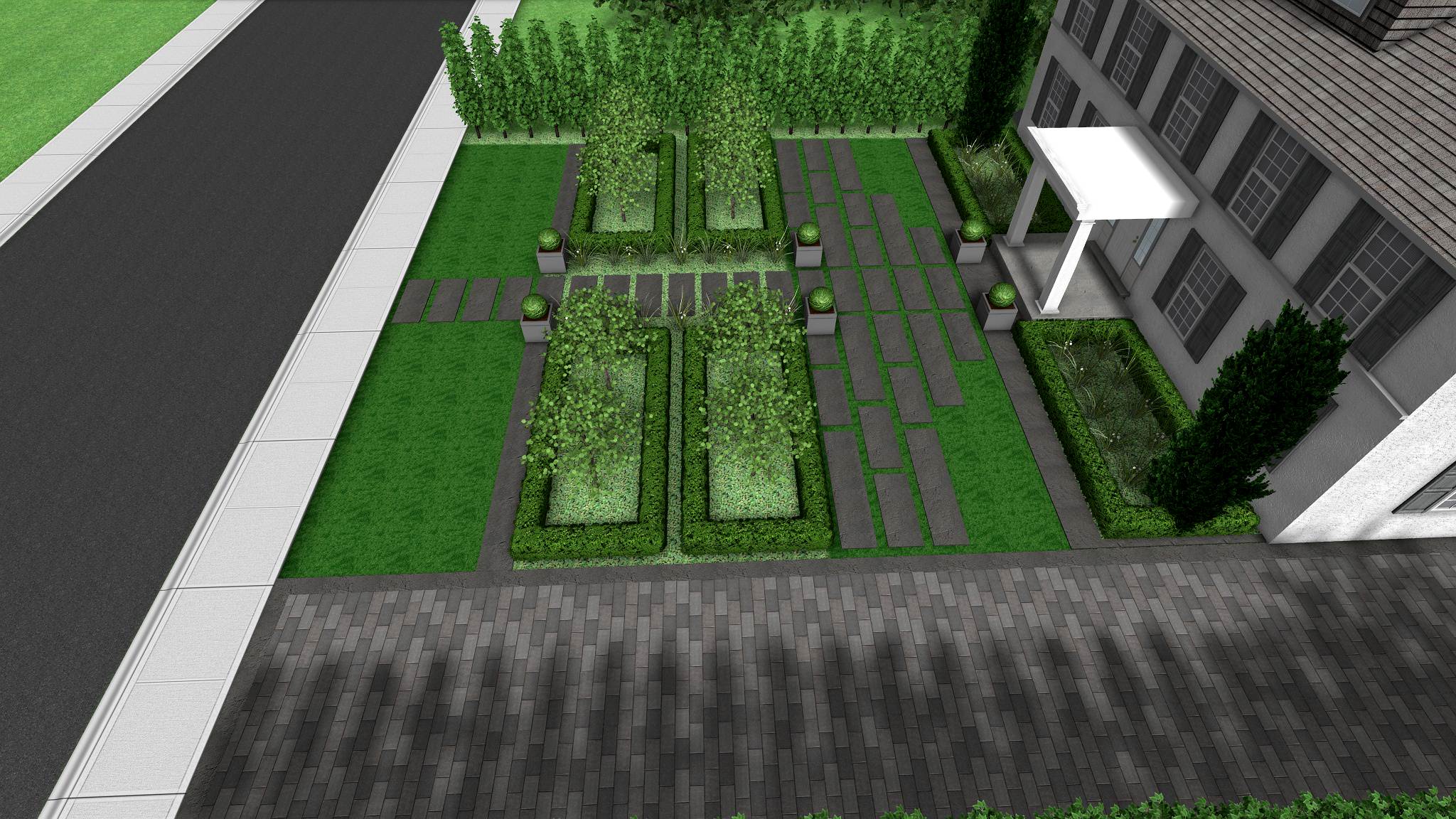Modern Formal Front Yard Landscape Design