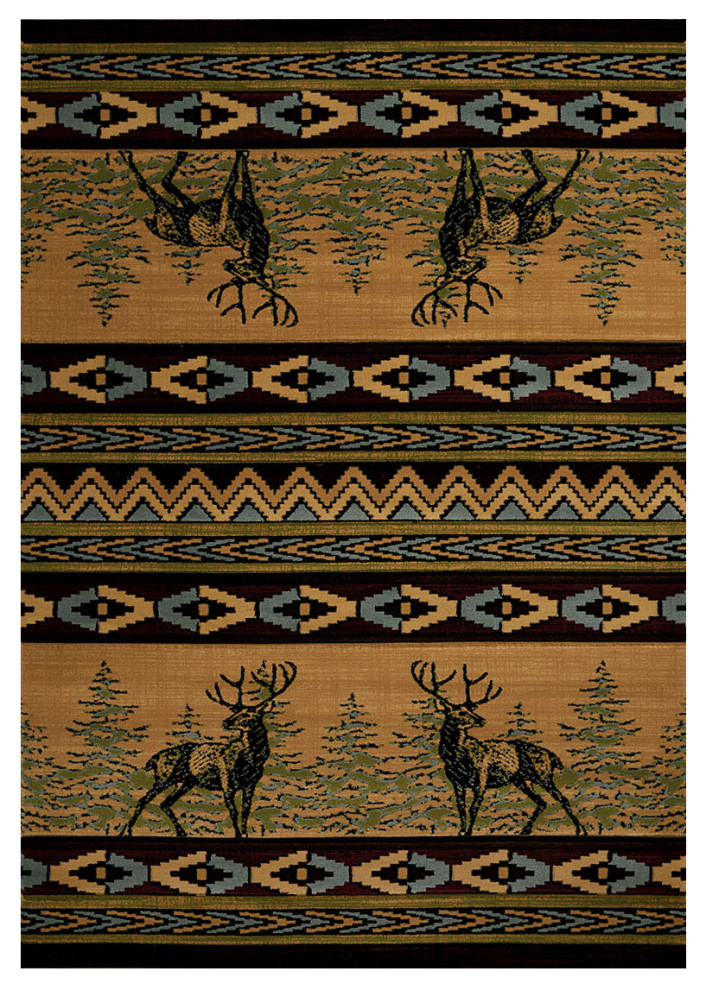 United Weavers Mule Deer Lodge Style Carpet Runner 31 X 88 Inches, One