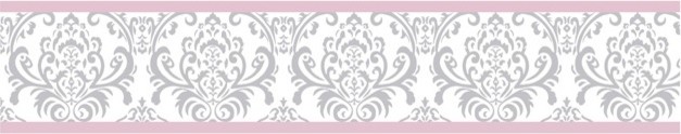 Elizabeth Pink and Gray Damask Wall Paper Border by Sweet Jojo Designs