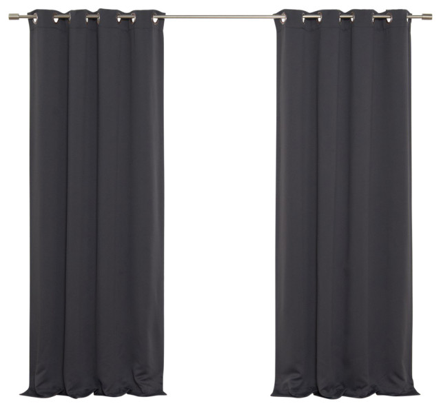 Flame Retardant Thermal Insulated Blackout Curtain, Dark Grey, 52"x84"