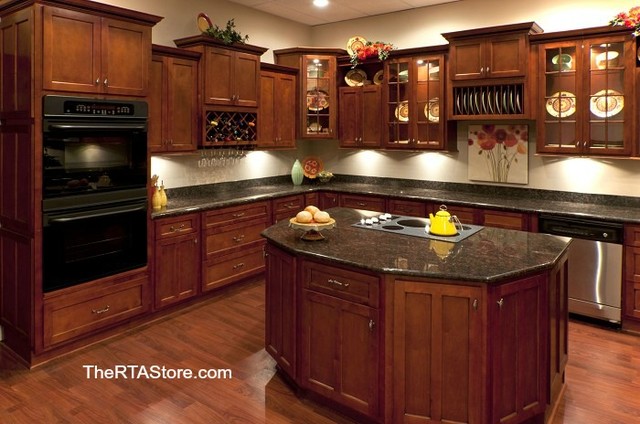 Shaker Cabernet Cabinets American Traditional Kitchen Other