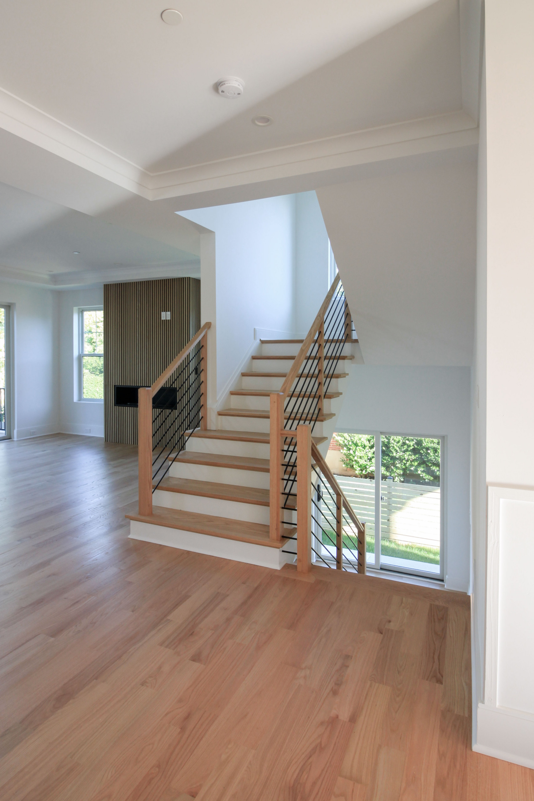 94_Neutral Color Floating Staircase with Metal Balusters, Bethesda MD 20817