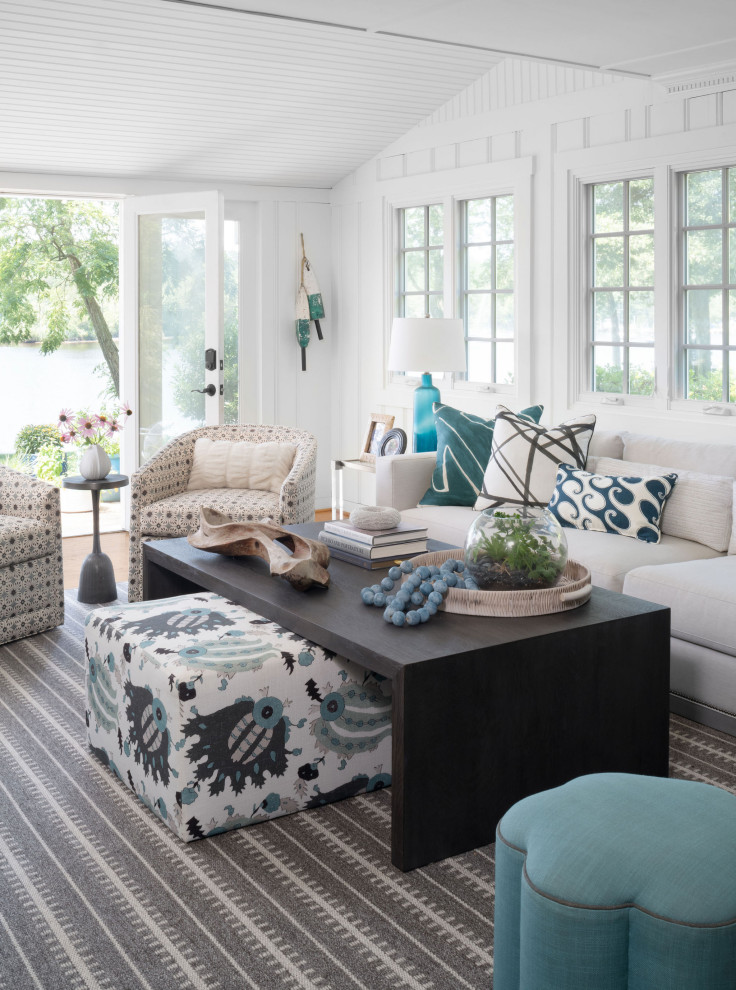 Inspiration for a beach style family room in Baltimore.