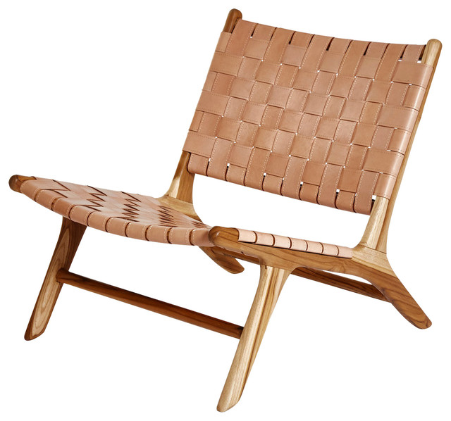 Leather Lounge Chair, Natural, Without Armrests