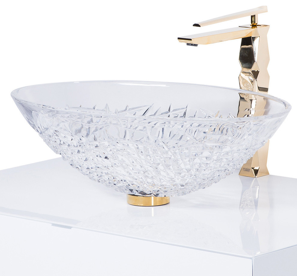 De Medici Luxury Ice Oval Crystal Vessel Sink