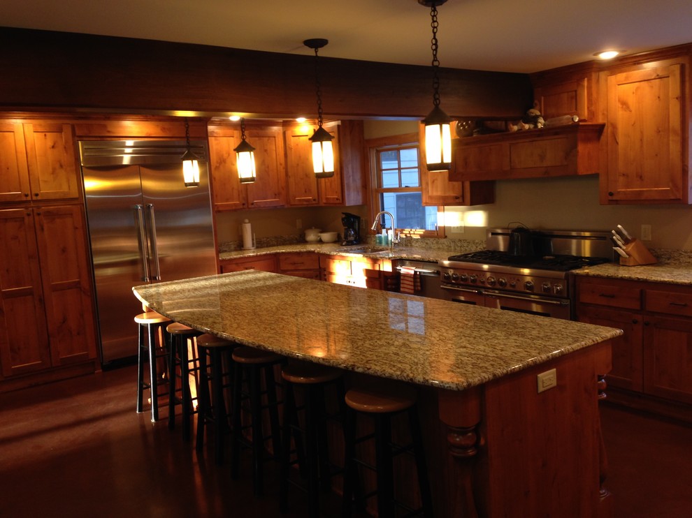 Example of a mountain style kitchen design in Minneapolis