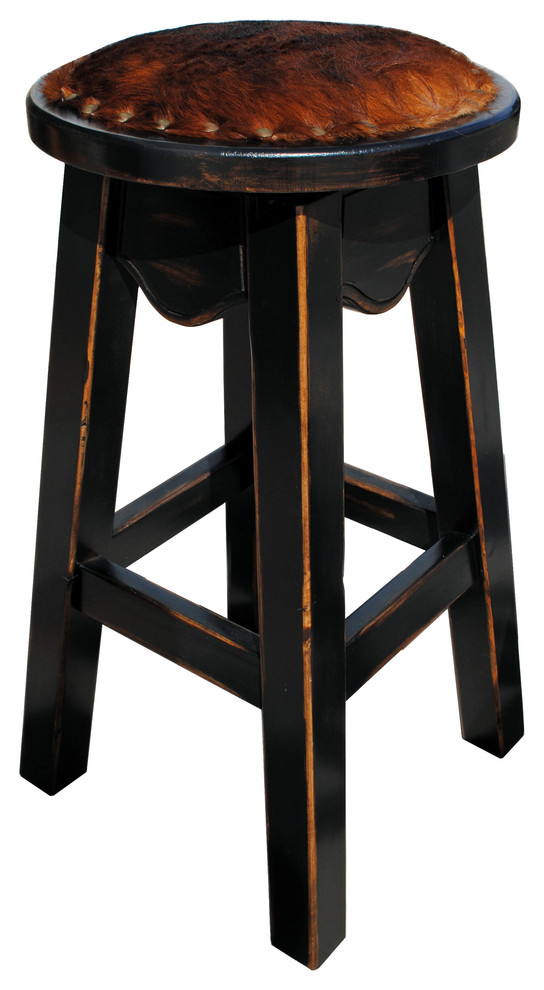 Toro Western Swivel Pub Stool, Cowhide Southwestern Bar Stools And