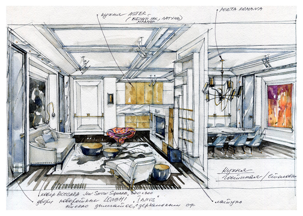 гостиная/столовая/кухня