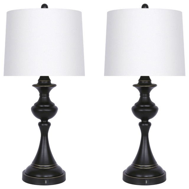 28 5 Oiled Bronze Table Lamp W Usb Charger