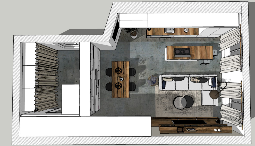 3D - Appartement séjour cuisine
