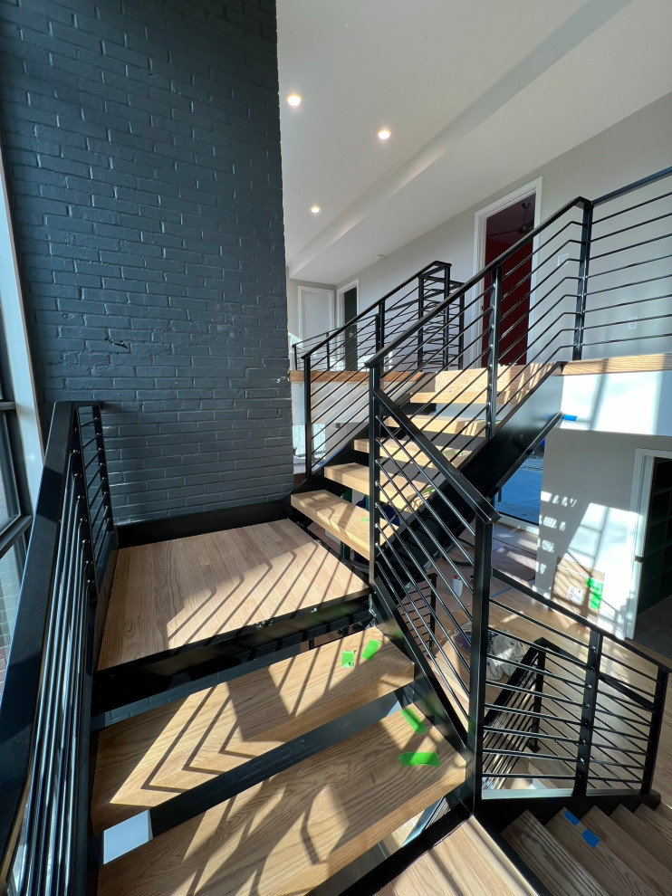 New metal staircase with metal railings