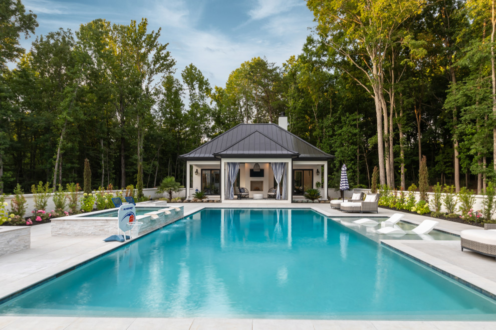 Photo of a transitional pool in Charlotte.