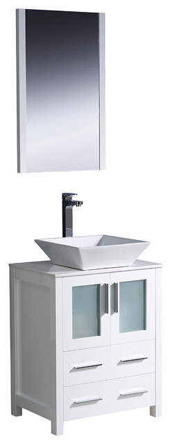 Fresca Torino 24" White Modern Vanity, Vessel Sink, FFT3112BN