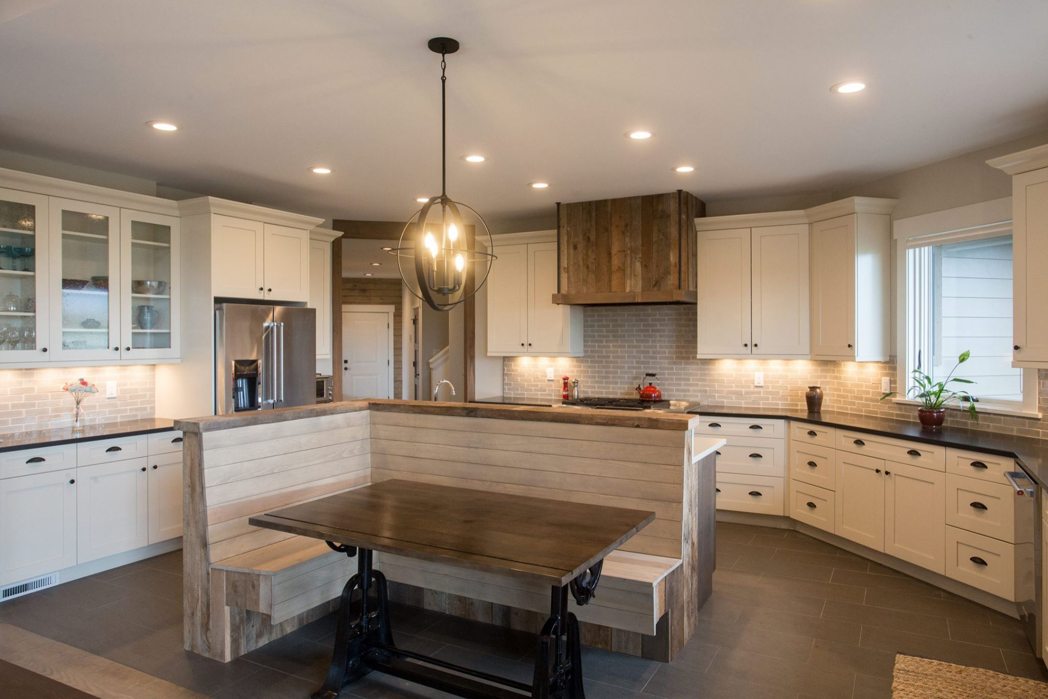 Banquette and Range Hood by Black Diamond
