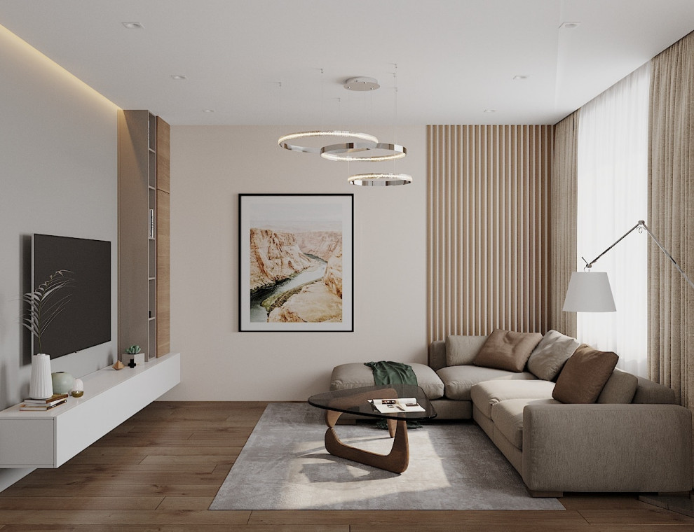 Design ideas for a mid-sized contemporary living room in Saint Petersburg.