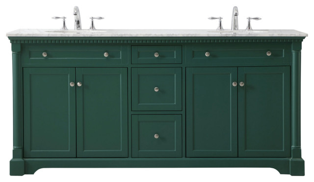 72" Double Bathroom Vanity Set, Green, Vf53072Dgn - Eclectic - Bathroom ...