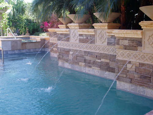 Grey Pool Waterline Tile Ideas