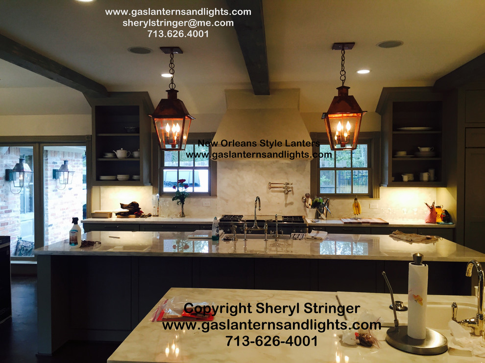 Sheryl's Electric New Orleans Style Lanterns in Kitchen