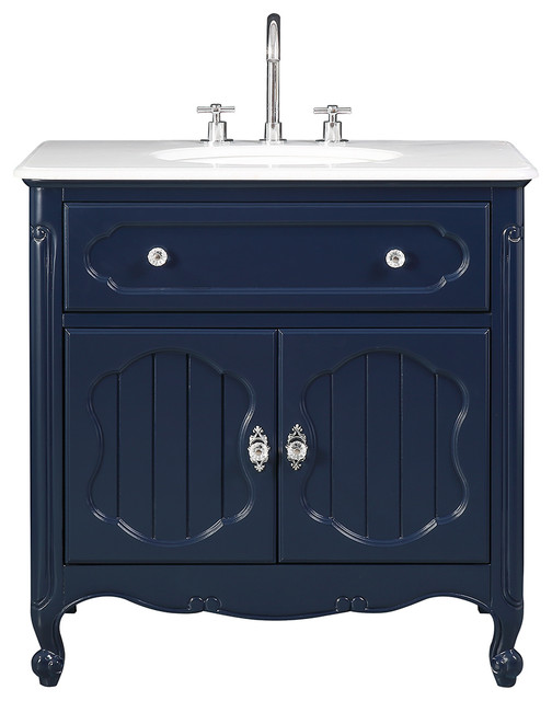 34" Knoxville Navy Blue Bathroom Sink Vanity Traditional Bathroom