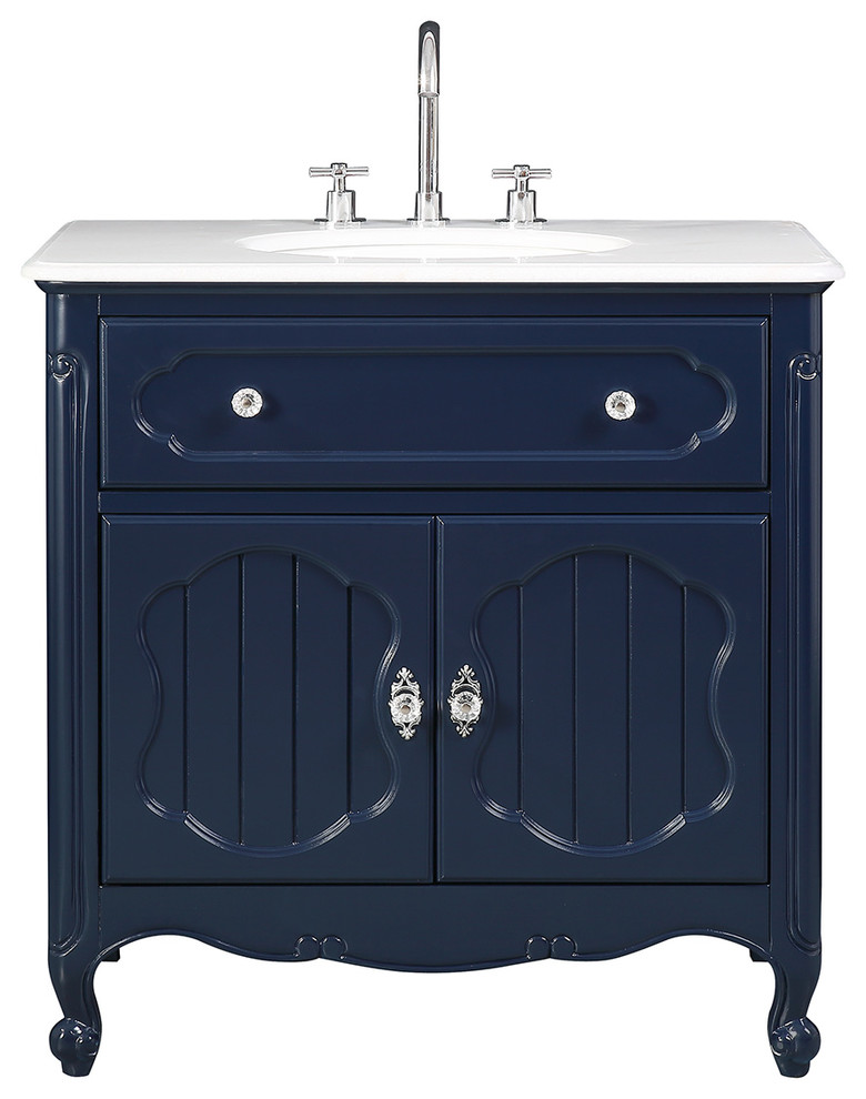 34 Knoxville Navy Blue Bathroom Sink, Modetti Provence 38 Inch Single Sink Bathroom Vanity With Marble Top