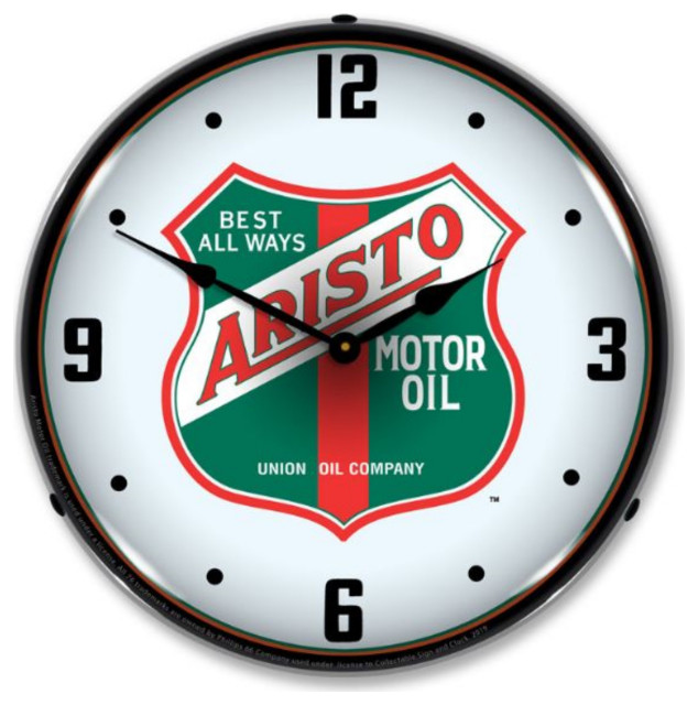 PH661902879 Arista Motor Oil Clock Midcentury Wall Clocks by VirVentures Houzz
