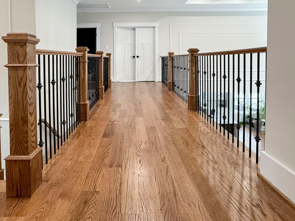 117_Distinct Oak Staircase with Iron Balusters & Oak Rail Profile, Chantilly VA