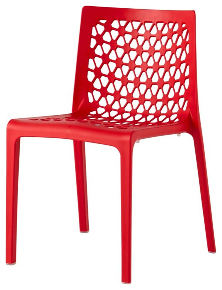 Strata Furniture Milan Weatherproof Polypropylene Chair in Red (Set of 2)