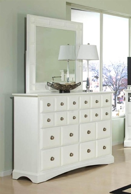 Palazzo Dresser and Mirror Set in White