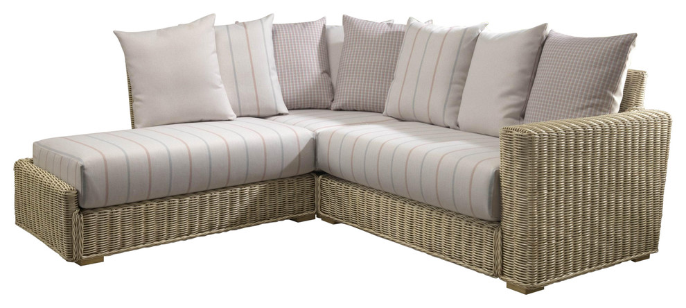 Burford Right-Facing Rattan Corner Sofa With Cushions - Contemporary
