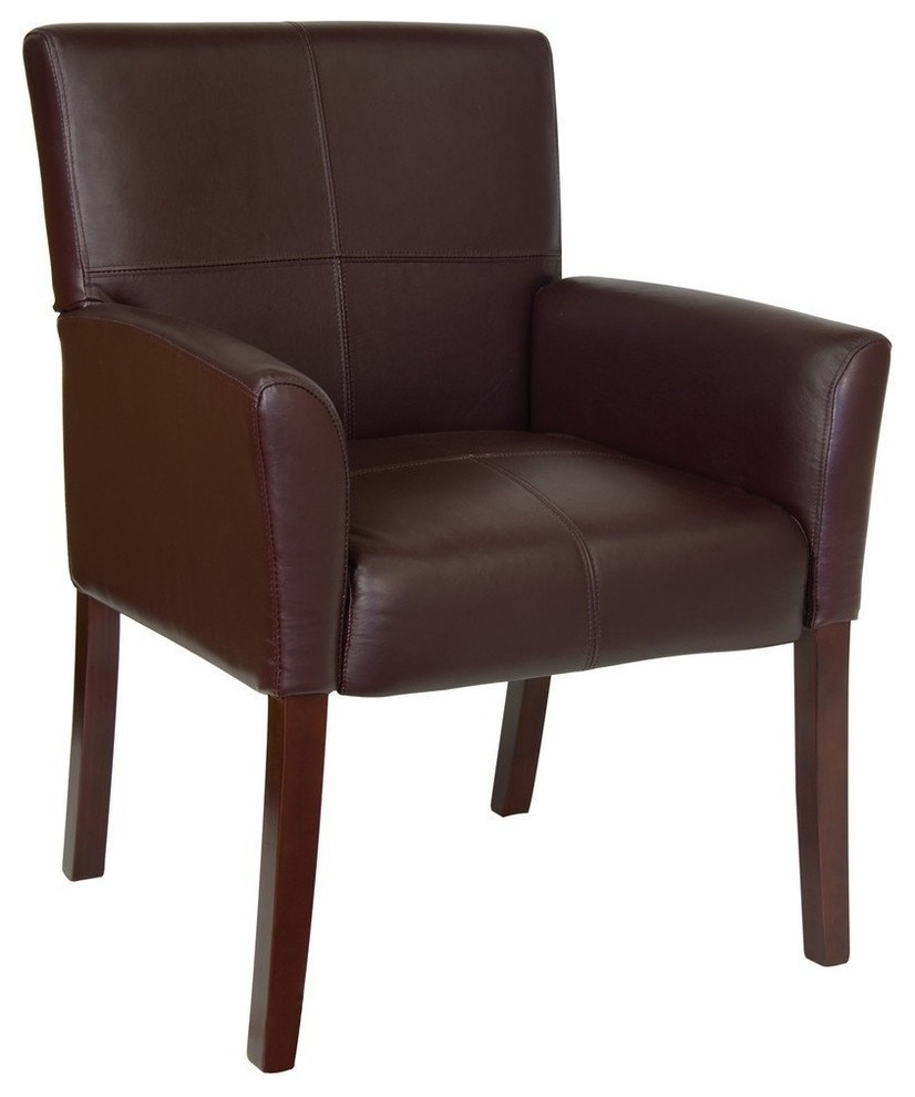 Burgundy Leather Executive Side Chair / Reception Chair