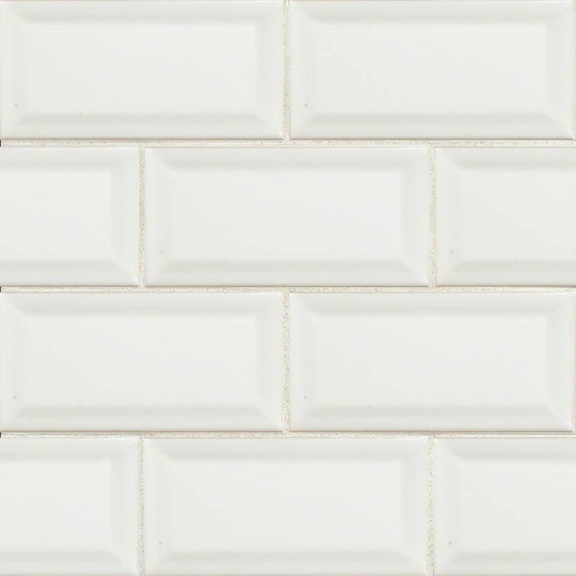 3x6 white subway tile on mesh