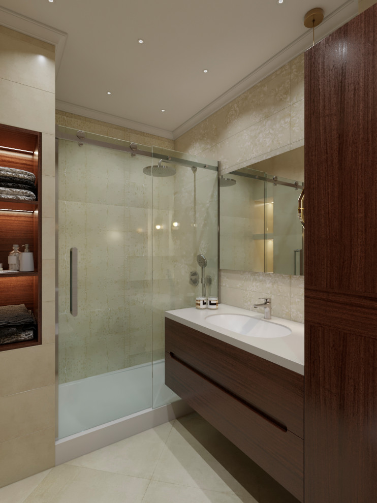 Санузел в бежевых тонах