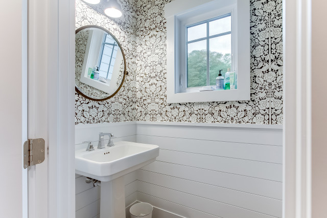 Classically Coastal Custom Home beach-style-powder-room