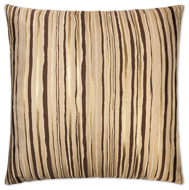 Metallic Stripe Feather Down Decorative Throw Pillow, 24x24, 24"x24