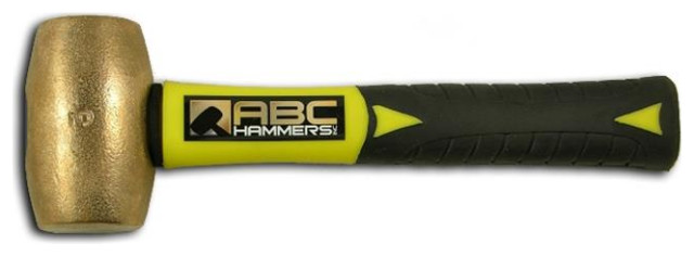 ABC Hammers 6 Lb Brass Sledge Hammer - Non-Sparking, Non-Marring With 33" Fiberglass Handle