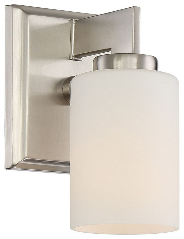 1 Light Transitional Bathroom Light FixtureBrushed Nickel Finish