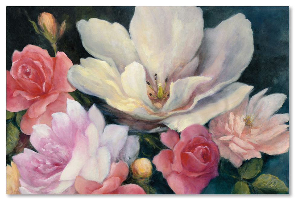 Julia Purinton 'Flemish Fantasy Rose Crop' Canvas Art, 30" x 47"