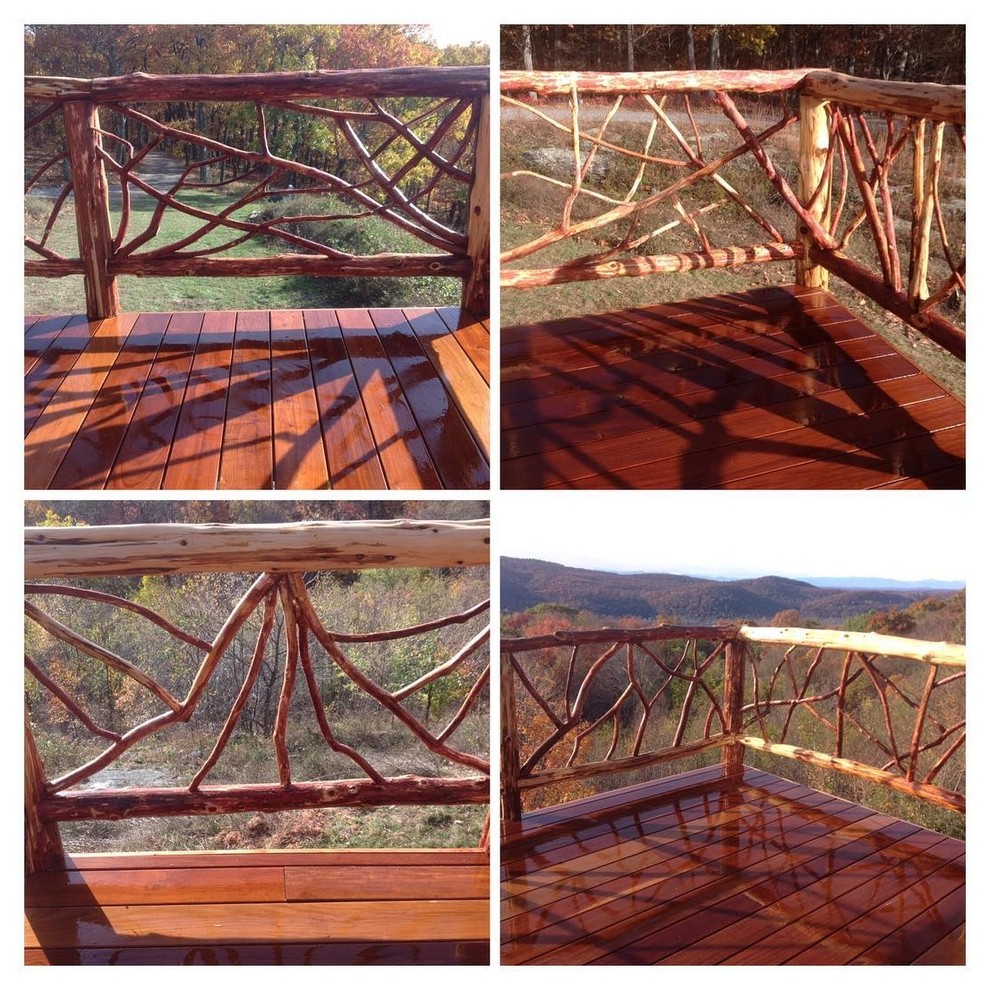 Inspiration for a rustic backyard deck remodel in New York with no cover