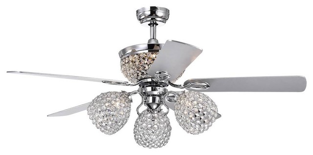 Jasper 5 Blade Lighted Ceiling Fan In Silver