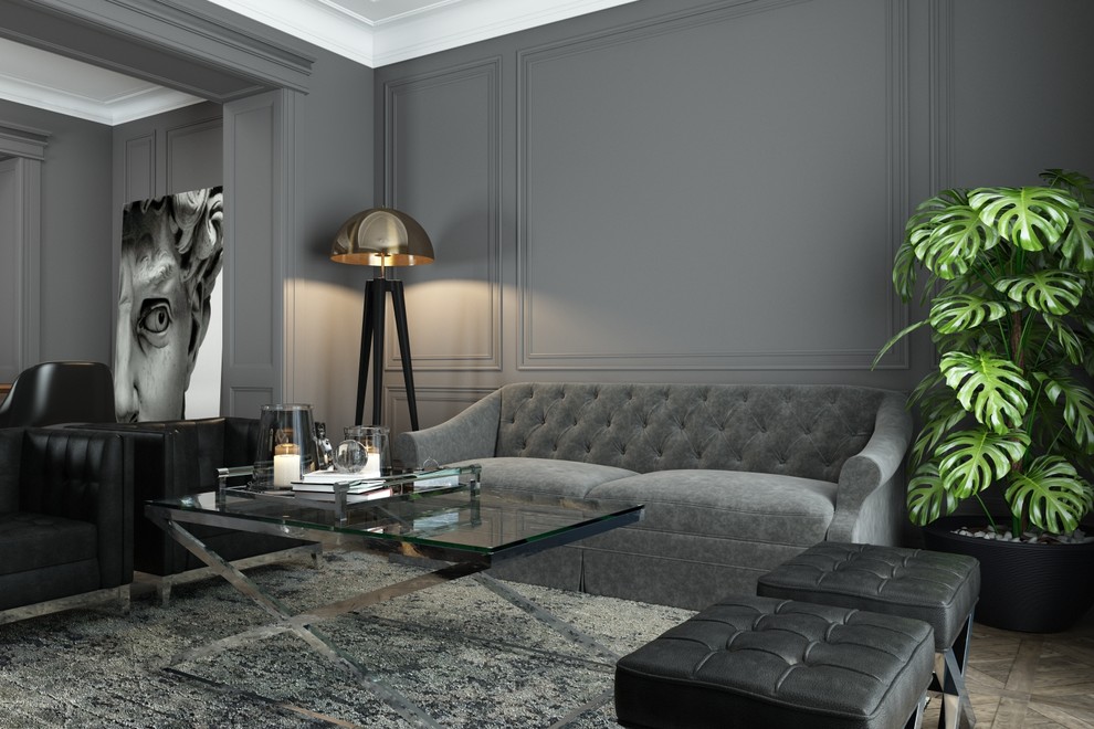 Дизайн-проект гостиной загородного дома в КП "Миллениум парк"