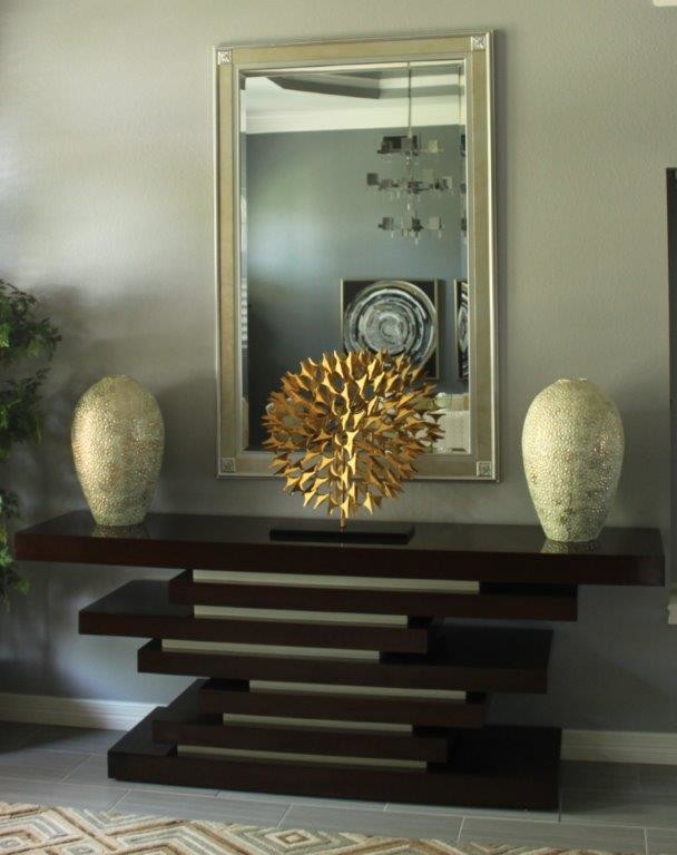 Example of a mid-sized transitional porcelain tile hallway design in Austin with beige walls