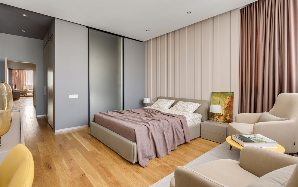 Матовые фактуры и светлые цвета в дизайне спальни