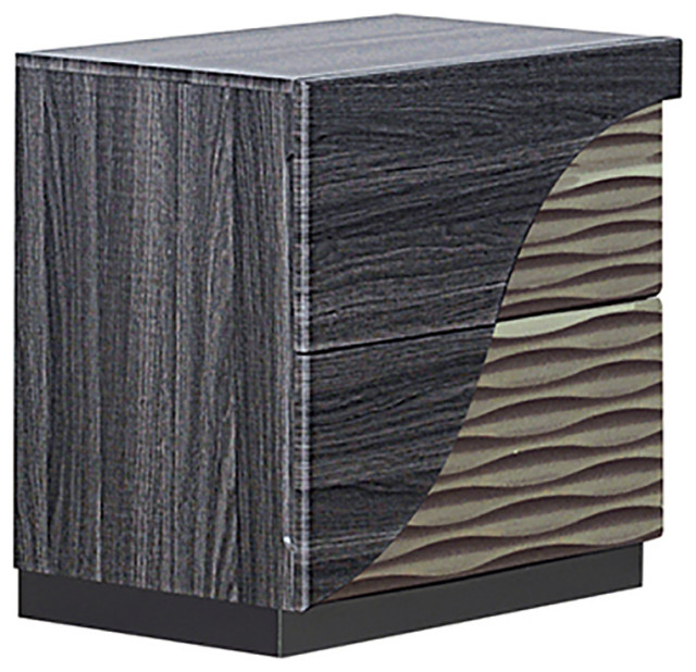 Global Furniture North 2 Drawer Nightstand Zebra Wood W Gold Transitional Nightstands And Bedside Tables By Virventures