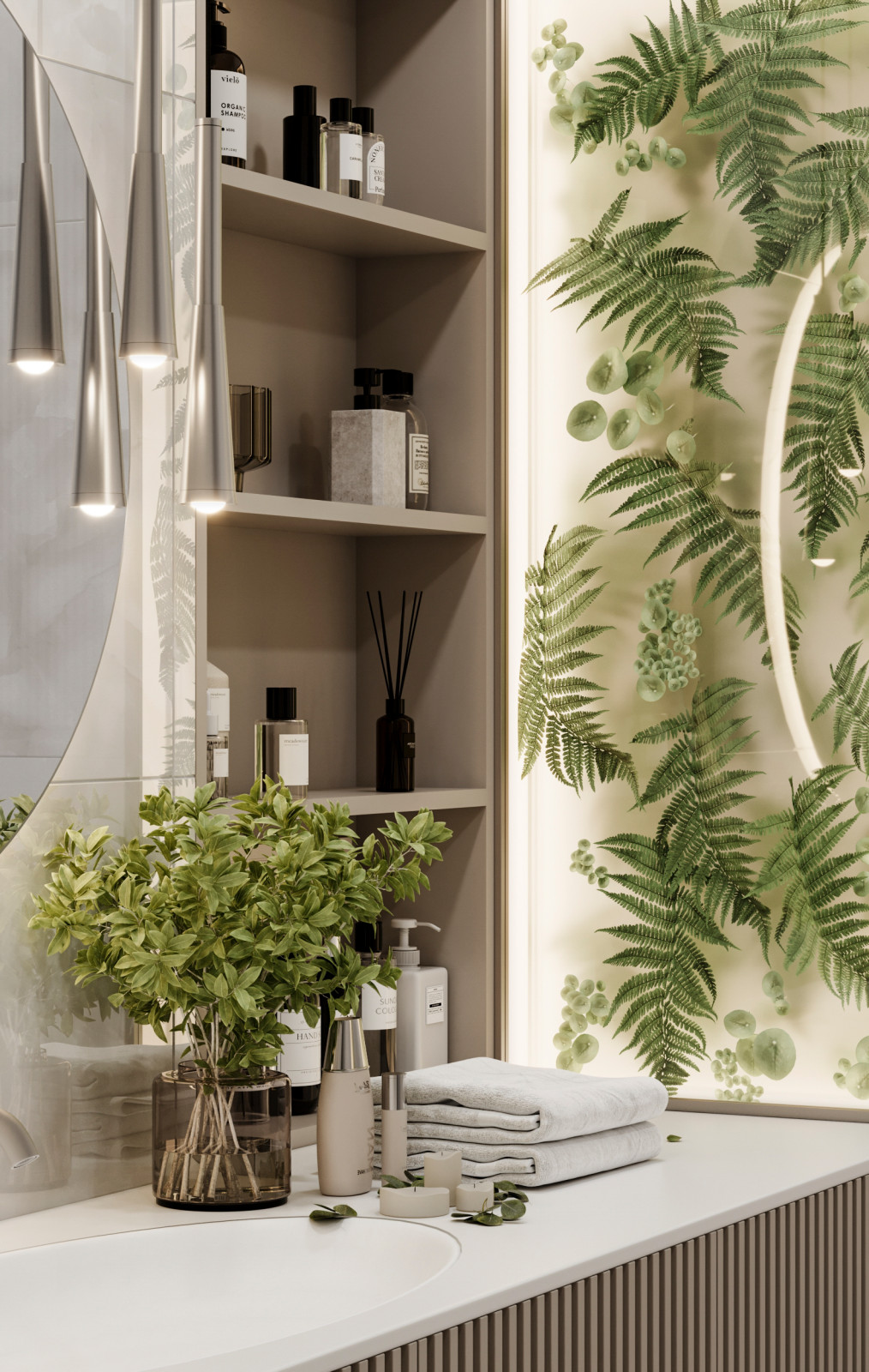 Ванная комната с растительными нишами