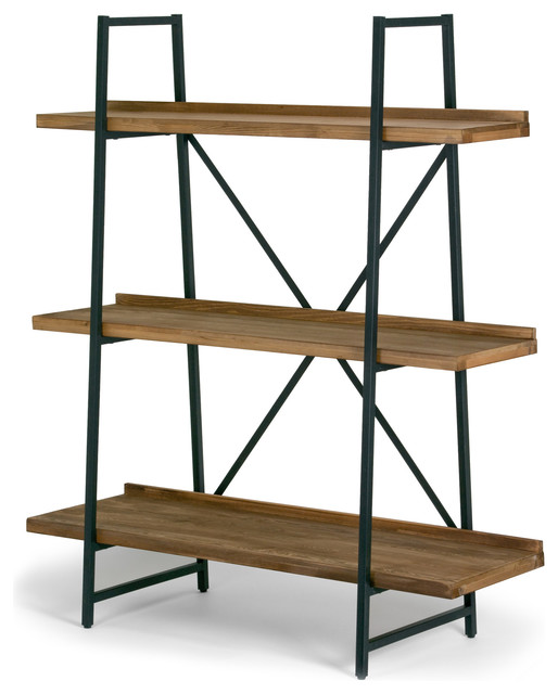 Ailis 56 Brown Pine Wood Metal Frame Etagere Bookcase 3 Shelf Media Ailis 56 Brown Pine Wood Metal Frame Etagere Bookcase 3 Shelf Media Center
