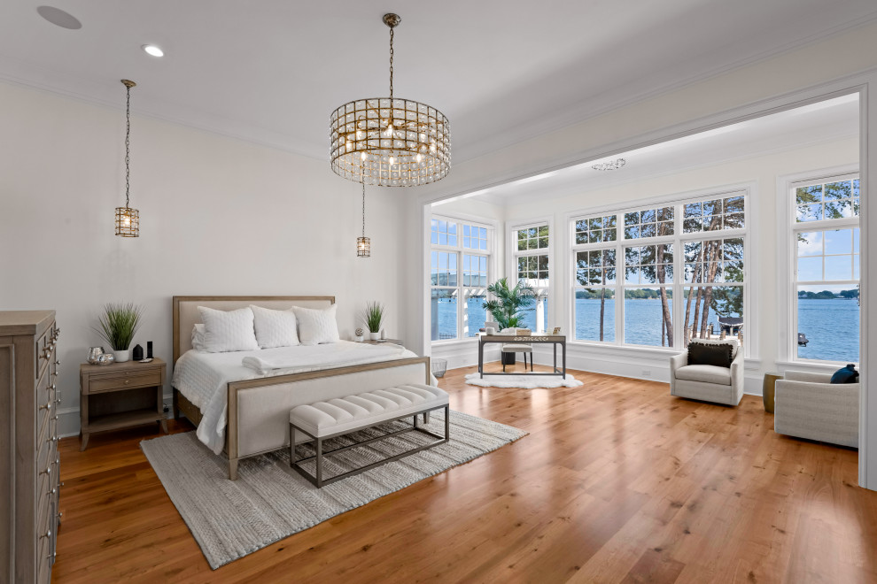 This is an example of a coastal bedroom in Charlotte.