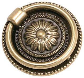 Drop Ring Pulls With Engraved Backplates Antique Brass Set Of 5