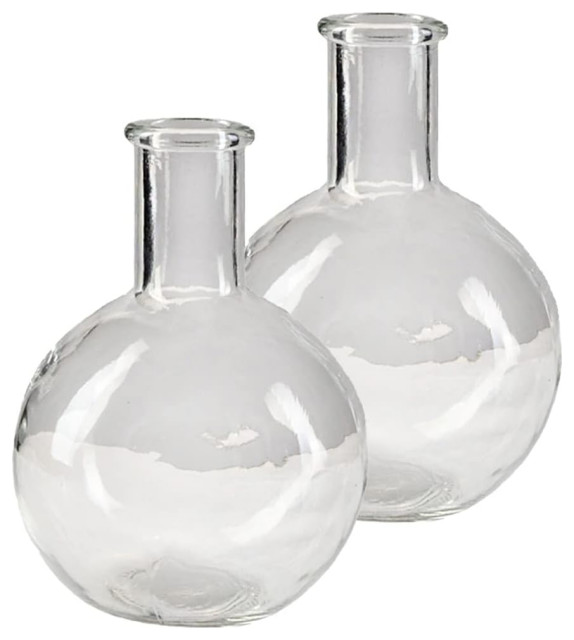 Serene Spaces Living Set of 16 Bottleneck Bulb Glass Vase