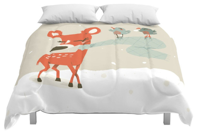 Society6 Winter Deer Comforter Contemporary Comforters And